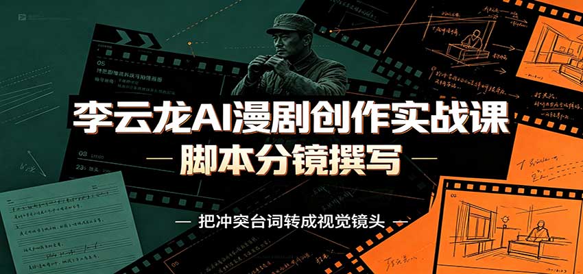 李云龙AI漫剧创作实战课：角色人设还原，脚本分镜撰写，AI漫剧成片完整制作教学-我爱发帖
