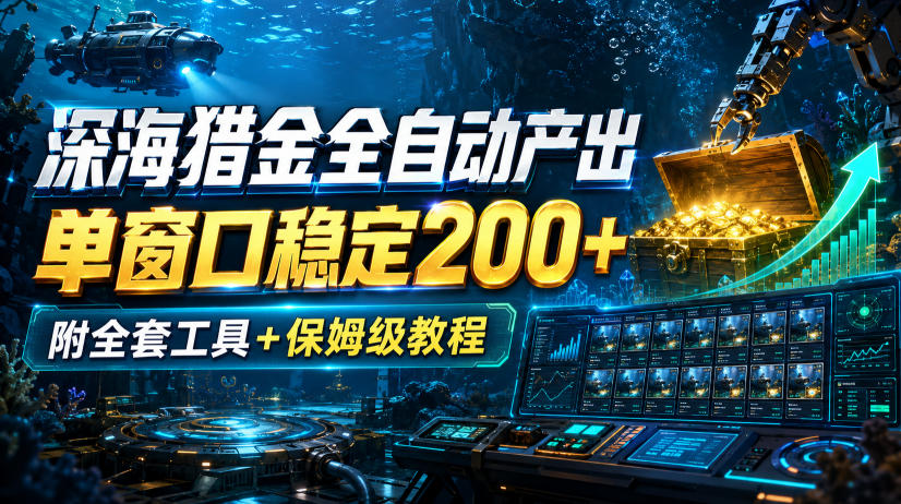 深海猎金全自动产出，单窗口稳定200+，附全套工具+保姆级教程【揭秘】-旺仔资源库