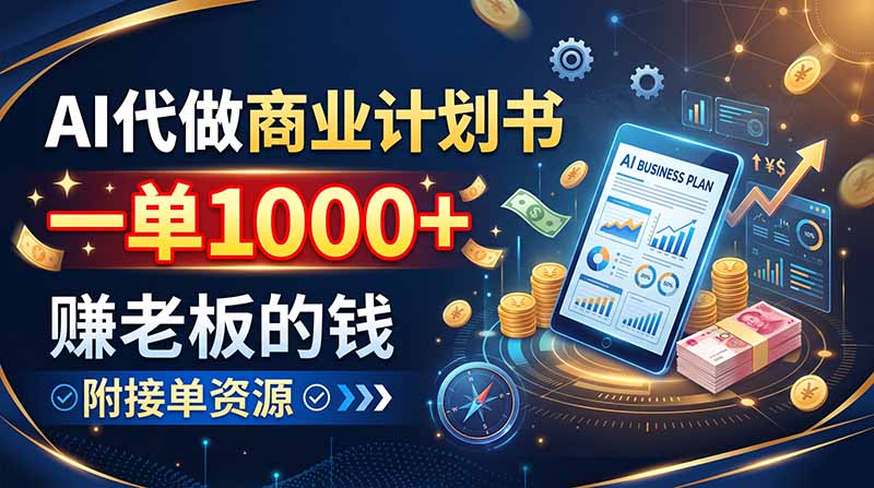 AI代做商业计划书，一单1000+，赚老板的钱，附接单资源-我爱发帖