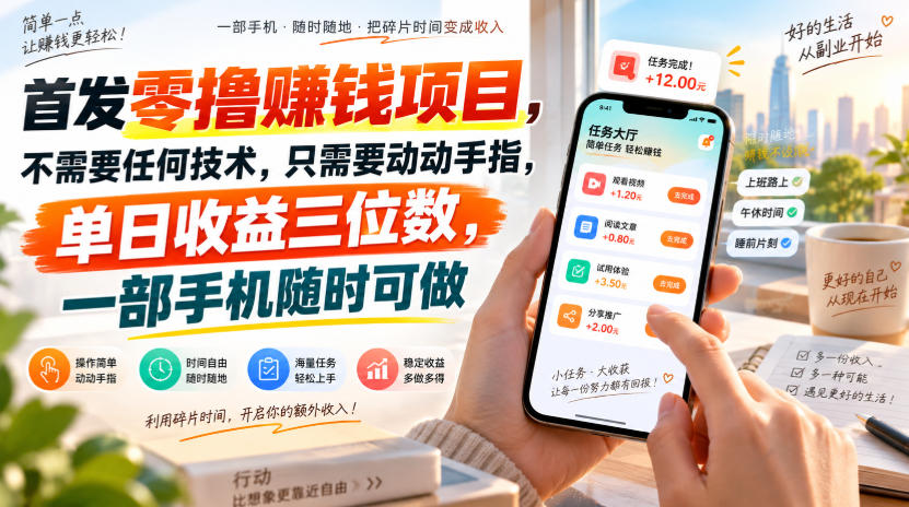 首发零撸賺钱项目，不需要任何技术，只需要动动手指，单日收益三位数，一部手机随时可做【揭秘】-我爱发帖