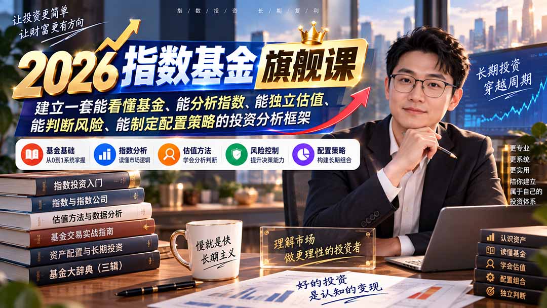 2026指数基金旗舰课｜建立一套能看懂基金、能分析指数、能独立估值、能判断风险、能制定配置策略的投资分析框架-我爱发帖