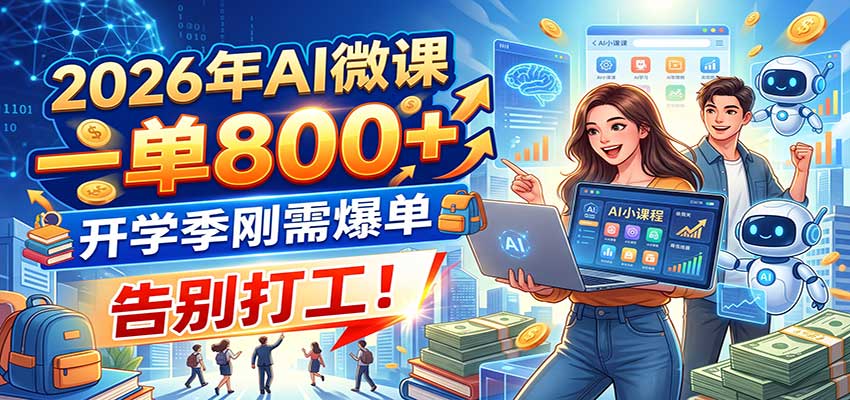 2026年AI微课,一单800+,开学季刚需爆单,告别打工!-我爱发帖