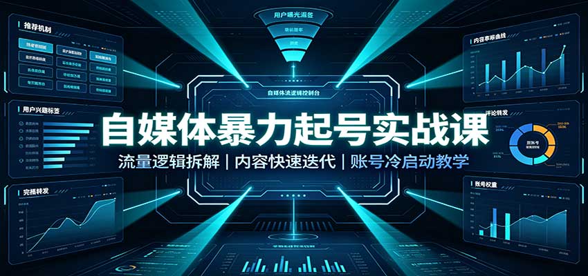 自媒体暴力起号实战课：流量逻辑拆解，内容快速迭代，账号冷启动教学-旺仔资源库