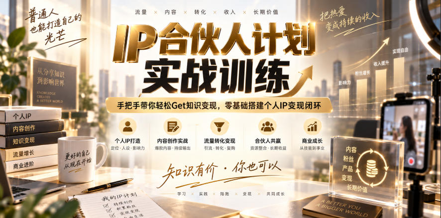 IP合伙人计划实战训练，手把手带你轻松Get知识变现，零基础搭建个人IP变现闭环(更新260908)-旺仔资源库