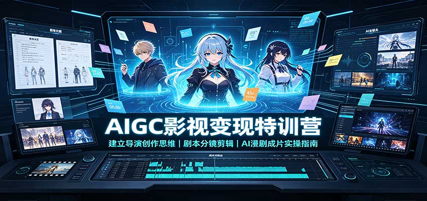 AIGC影视变现特训营:建立导演创作思维,剧本分镜剪辑,AI漫剧成片实操指南-我爱发帖