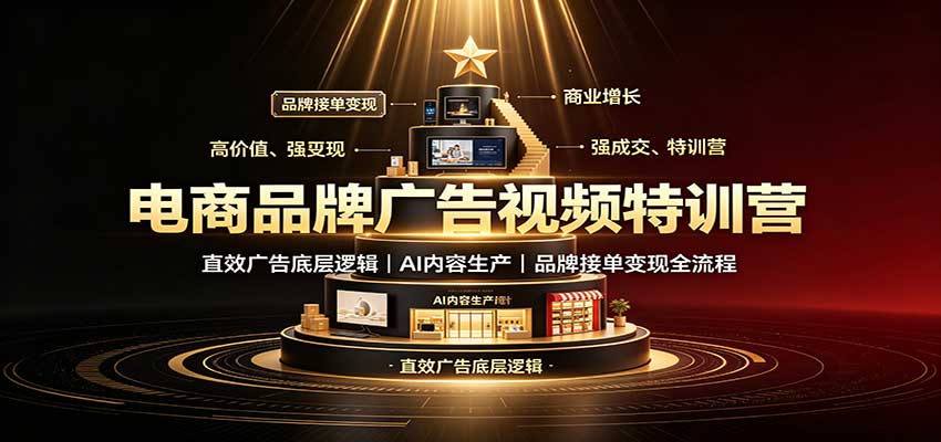 电商品牌广告视频特训:直效广告底层逻辑,AI内容生产,品牌接单变现全流程-我爱发帖