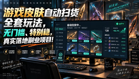 游戏皮肤自动扫货全套玩法,无门槛、特别稳,真实落地副业项目!【揭秘】-我爱发帖