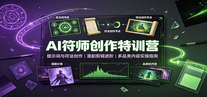 AI符师创作特训营:提示词与符法创作,漫剧剪辑进阶,多品类内容实操指南-旺仔资源库