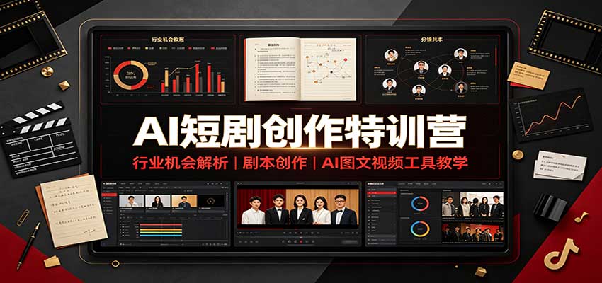 AI短剧创作特训营：行业机会解析，剧本创作，AI图文视频工具教学(文字版)-我爱发帖
