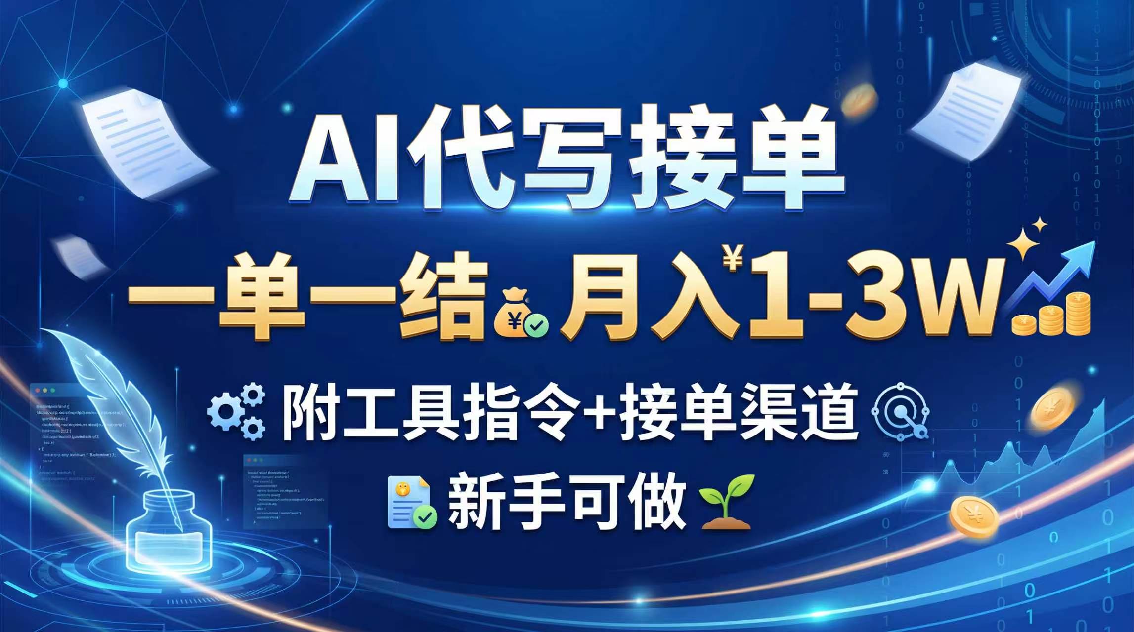 AI代写接单，一单一结，月入1-3W，附工具指令+接单渠道，新手可做-我爱发帖