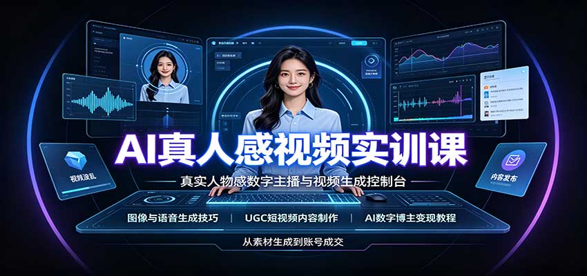 AI真人感视频实训课：图像语音生成，UGC内容制作，AI数字博主变现教程-我爱发帖