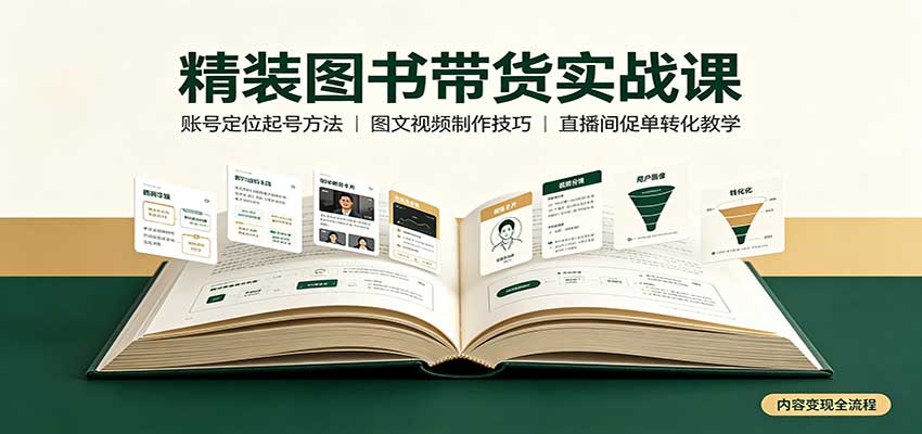 精装图书带货实战课：账号定位起号方法，图文视频制作，促单转化教学-我爱发帖