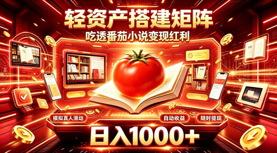 轻资产搭建矩阵，吃透番茄小说变现红利，日入1000+，支持无限矩阵放大【揭秘】-旺仔资源库