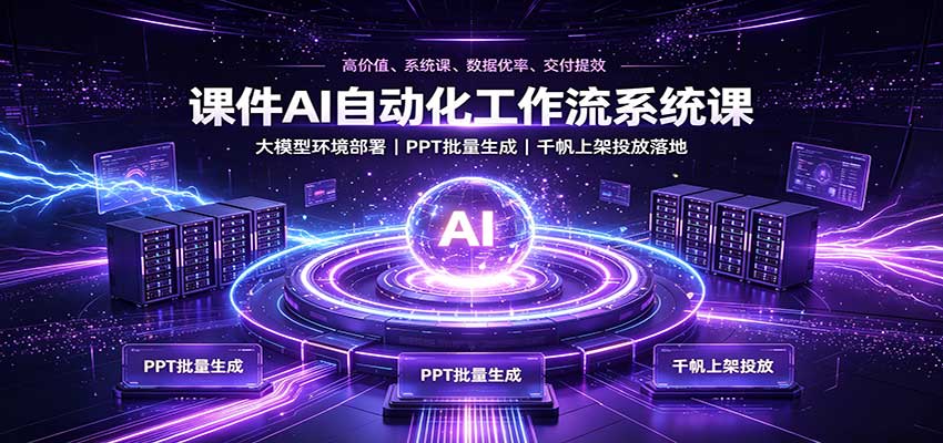 课件AI自动化工作流系统课：大模型环境部署，PPT批量生成，千帆上架投放落地-我爱发帖