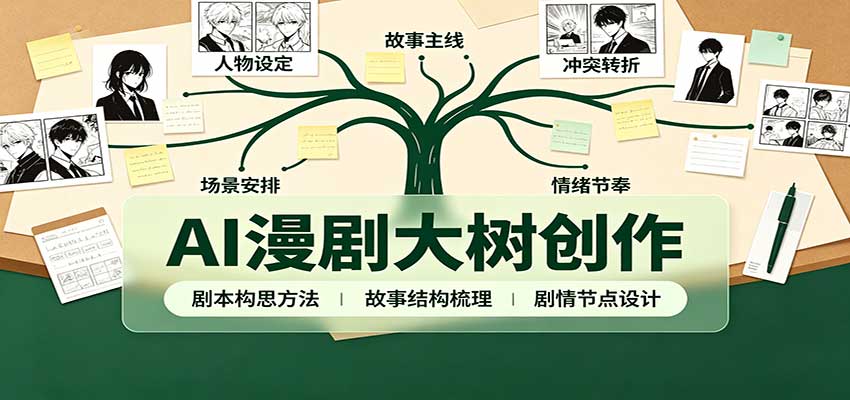 AI漫剧大树创作：剧本构思课程讲解，软件插件配置，配套工具资料完整梳理-我爱发帖