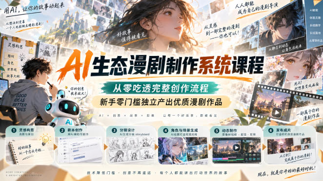 AI生态漫剧制作系统课程，从零吃透完整创作流程，新手零门槛独立产出优质漫剧作品-我爱发帖