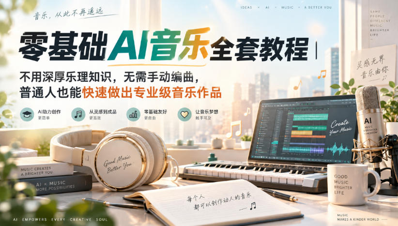 零基础AI音乐全套教程｜不用深厚乐理知识，无需手动编曲，普通人也能快速做出专业级音乐作品-我爱发帖