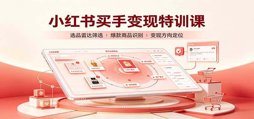 小红书买手变现特训课:账号定位养号起号,选品挂车,笔记标题封面全套教学-我爱发帖