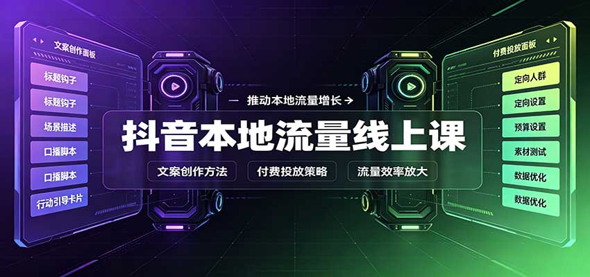 抖音本地流量线上课:账号搭建拍摄剪辑,文案创作与付费投放教学-我爱发帖