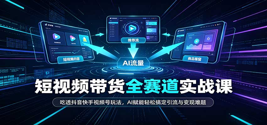 短视频带货全赛道：吃透抖音快手视频号玩法，AI赋能轻松搞定引流与变现难题-我爱发帖