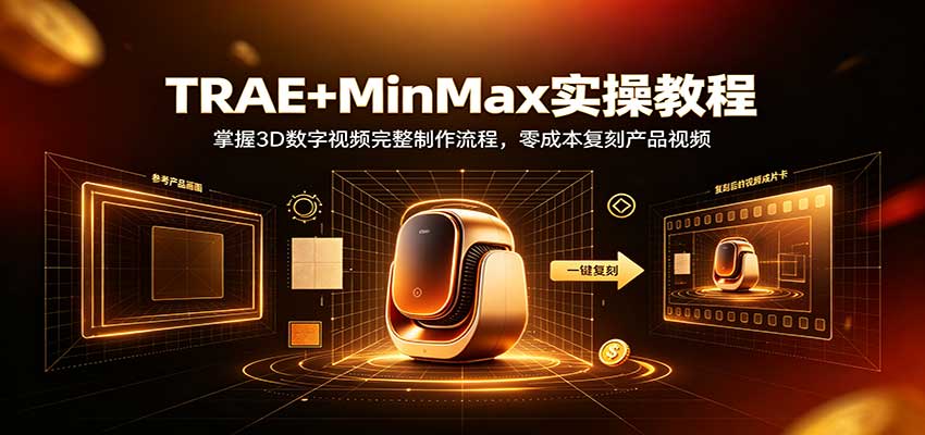 TRAE+MinMax实操教程：3D数字视频完整制作流程，零成本复刻产品视频-我爱发帖
