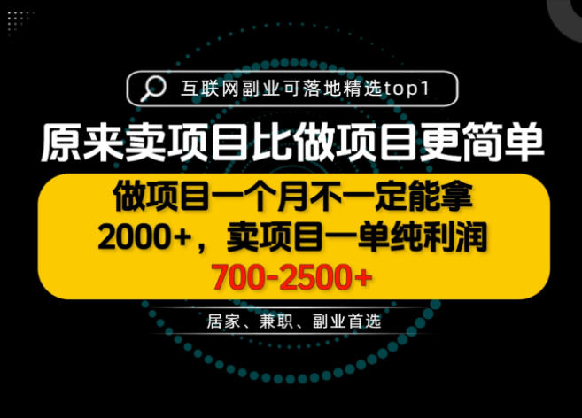 一单利润700-2.5K+，为什么我们要卖项目而不是做项目，我们普通人应该怎样开始？【揭秘】-吾爱自习网