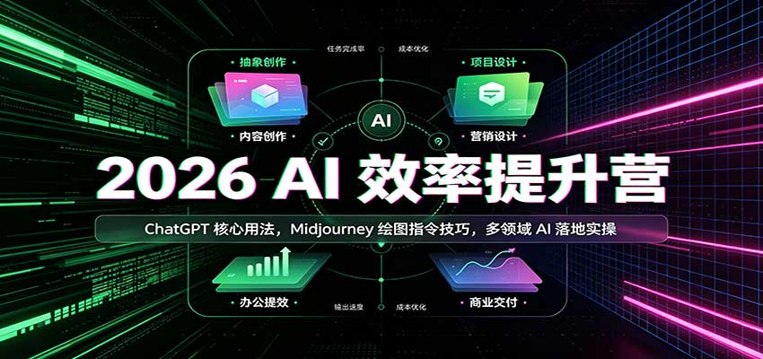 2026 AI效率提升营：ChatGPT核心用法，Midjourney绘图指令技巧，多领域AI落地实操-我爱发帖