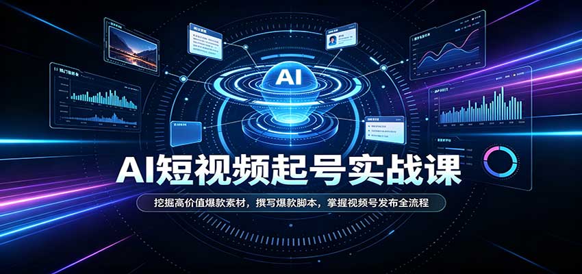 短视频AI起号实战课：挖掘高价值爆款素材，撰写爆款脚本，掌握视频号发布全流程-我爱发帖