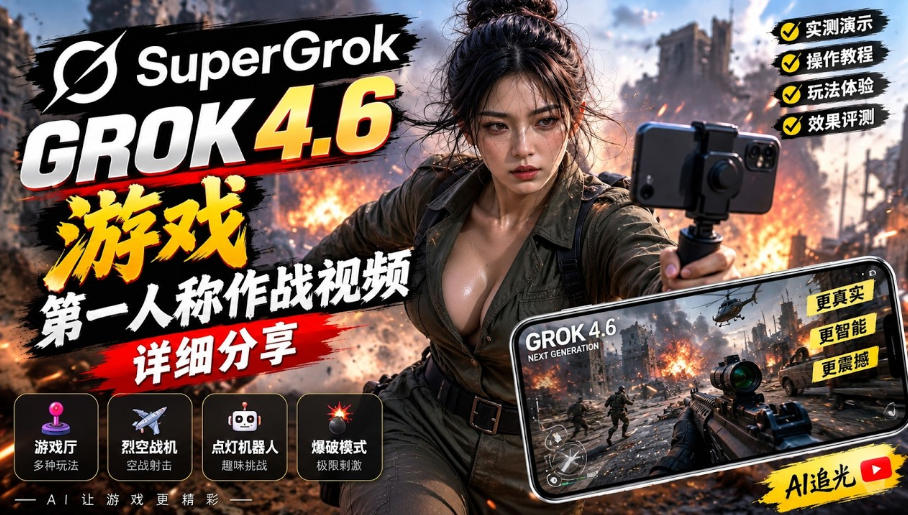Grok 4.6也能做游戏？第一人称作战视频实测｜玩法详细讲解-吾爱自习网