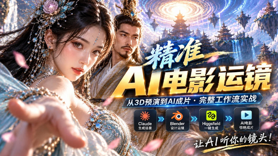 AI视频终于能精准运镜了！Claude+Blender+Higgsfield免费插件实测-吾爱自习网