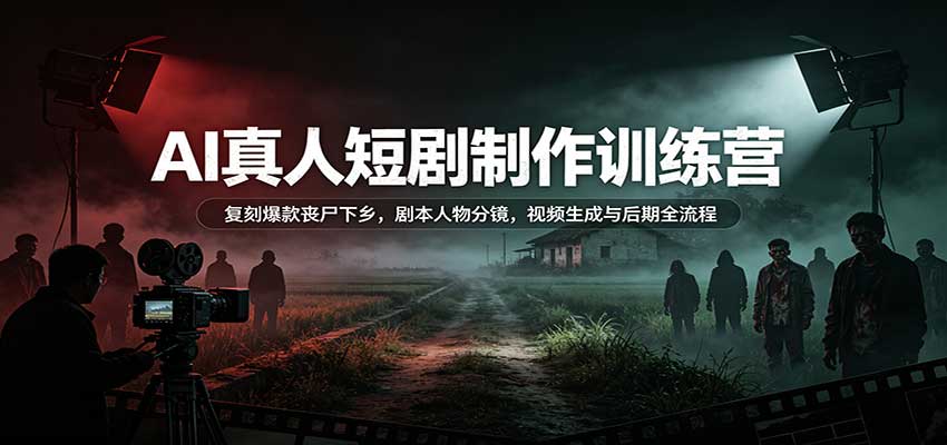 AI真人短剧制作训练营：复刻爆款丧尸下乡，剧本人物分镜，视频生成与后期全流程-喜学网