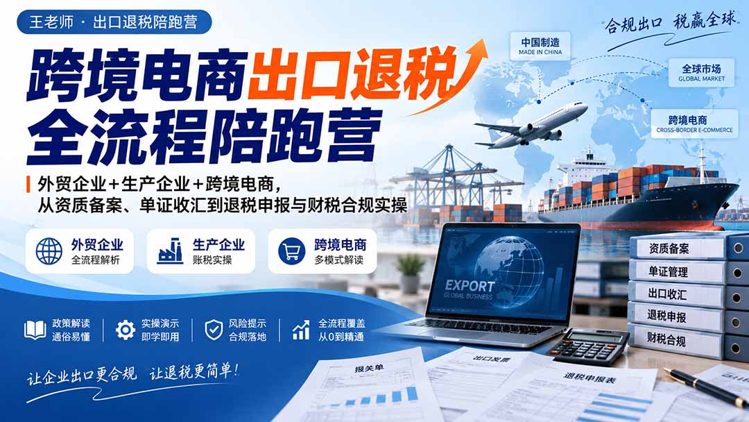 跨境电商出口退税全流程陪跑营｜外贸企业+生产企业+跨境电商，从资质备案、单证收汇到退税申报与财税合规实操-我爱发帖