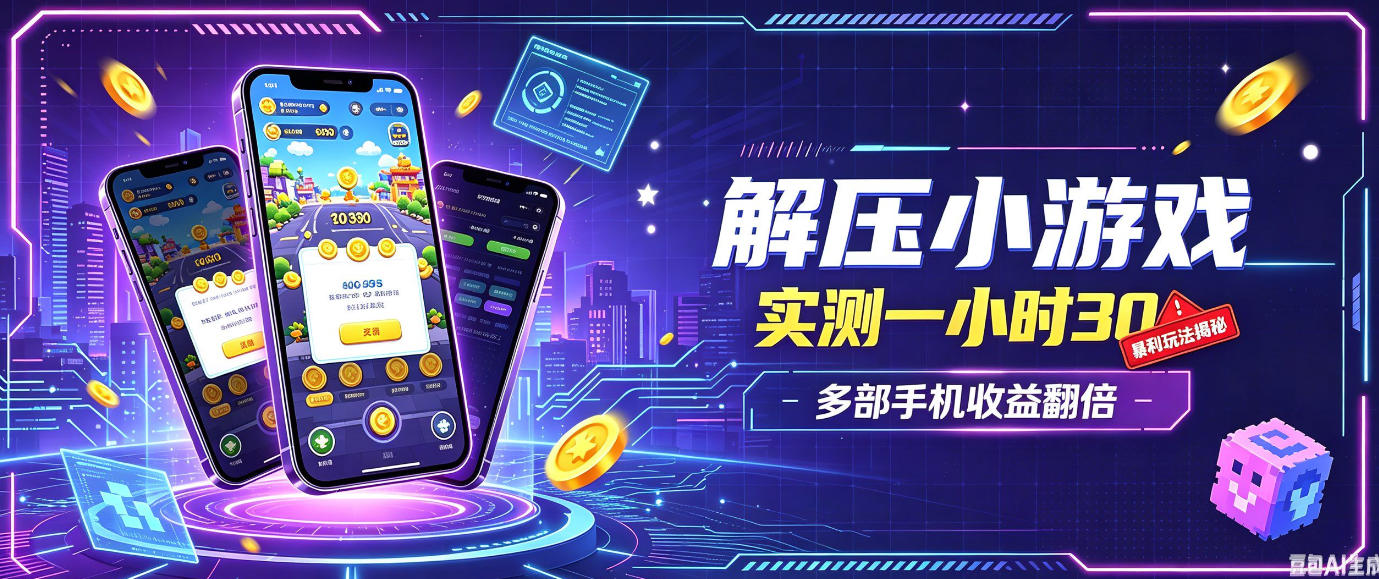 小游戏全流程玩法，实测一小时搞30，简单无脑解压，当天做当天就能看到进账，直接冲就行【揭秘】-喜学网