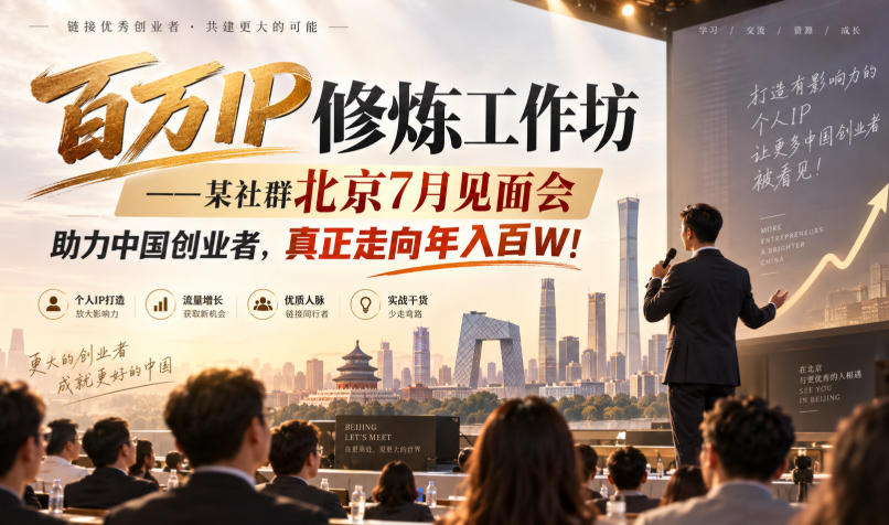 百万IP修炼工作坊——某社群北京7月见面会,助力中国创业者,真正走向年入百W!-吾爱自习网