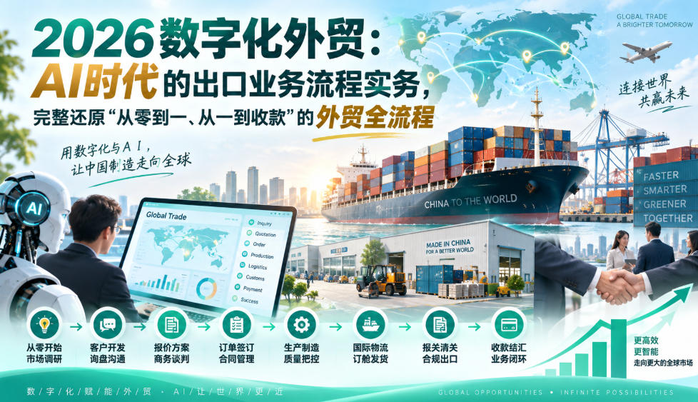 2026数字化外贸：AI时代的出口业务流程实务，完整还原”从零到一、从一到收款”的外贸全流程-喜学网