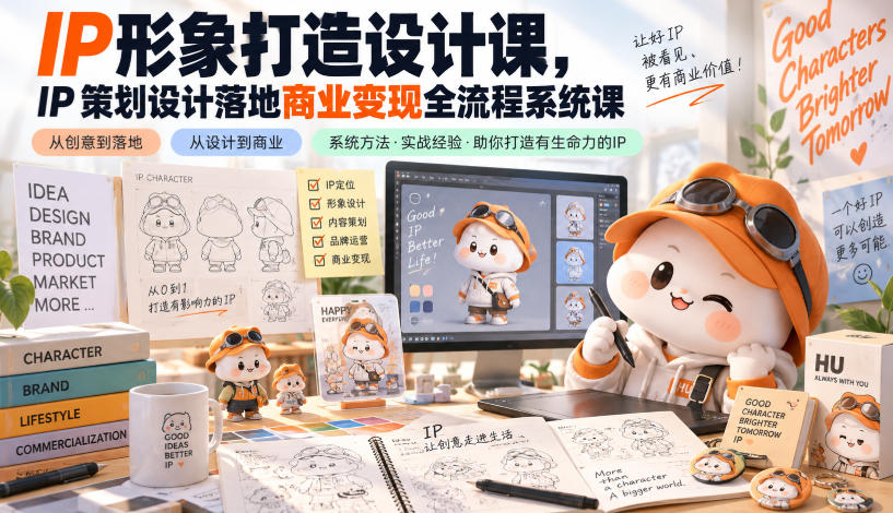IP形象打造设计课，IP策划设计落地商业变现全流程系统课-喜学网