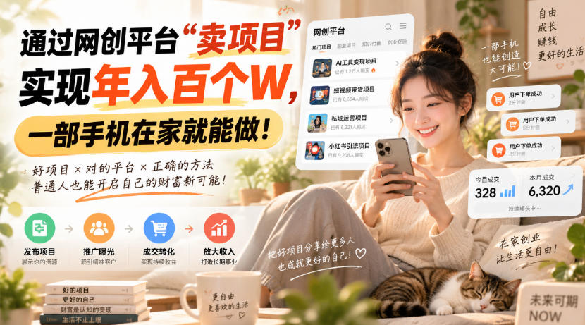 通过网创平台“卖项目”实现年入百万，一部手机在家就能做！-喜学网