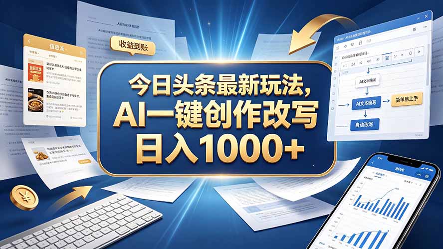 今日头条最新玩法，AI 一键创作改写，简单易上手，轻松日入 1000 +-喜学网