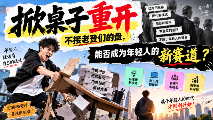 某公众号付费文章：掀桌子重开，不接老登们的盘，能否成为年轻人的新赛道？-喜学网