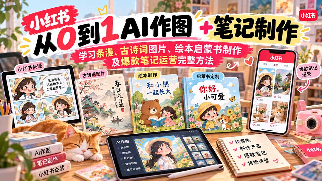 2026小红书AI内容创作从0到1：学习条漫、古诗词图片、绘本启蒙书制作及爆款笔记运营完整方法-皮皮网创