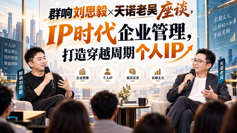 群响刘思毅×天诺老吴座谈，IP时代企业管理，打造穿越周期个人IP｜焦圣希 18818568866
