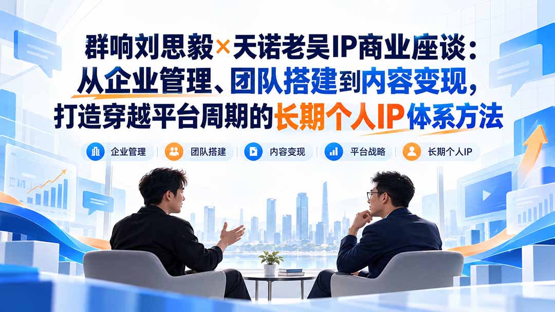 群响刘思毅×天诺老吴IP商业座谈:从企业管理、团队搭建到内容变现,打造穿越平台周期的长期个人IP体系方法-吾爱自习网