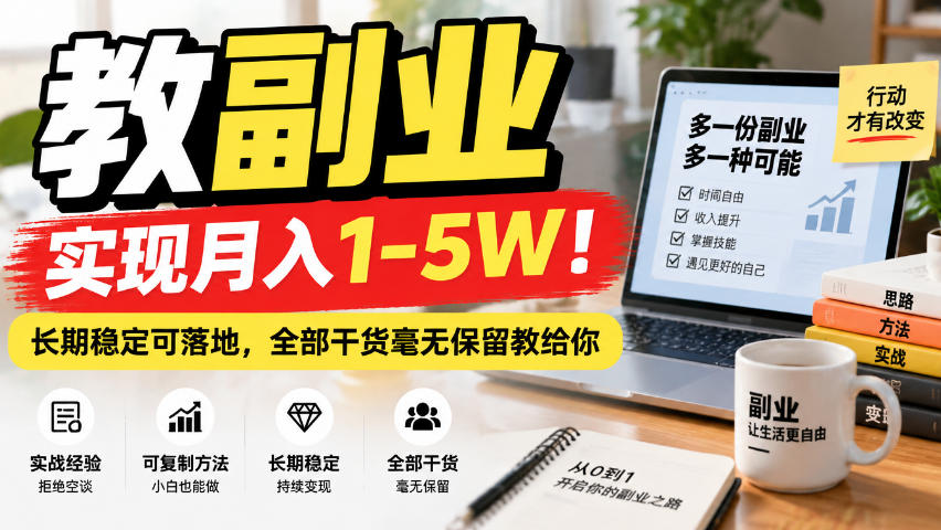 “教副业”实现月入1-5W！长期稳定可落地，全部干货毫无保留教给你【揭秘】