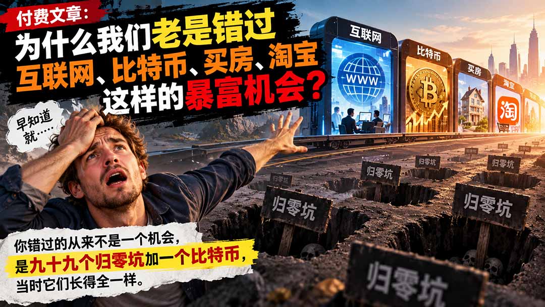 付费文章:为什么我们老是错过互联网、比特币、买 房、淘宝这样的暴富机会?-我爱发帖
