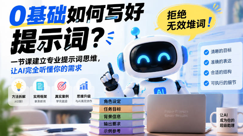 0基础如何写好提示词,拒绝无效堆词!一节课建立专业提示词思维,让AI完全听懂你的需求-我爱发帖