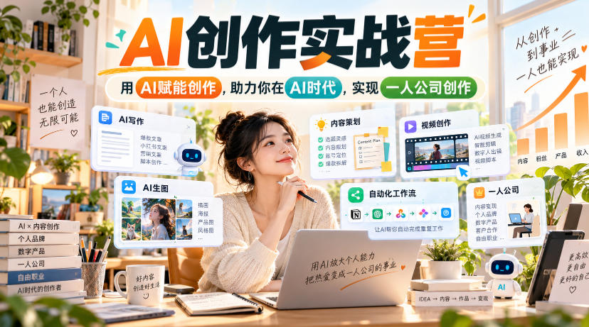 AI创作实战营，用AI赋能创作，助力你在AI时代，实现一人公司创作-我爱发帖