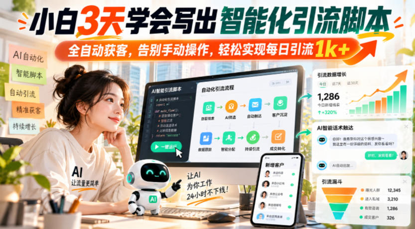 小白3天学会写出智能化引流脚本,全自动获客,告别手动操作,轻松实现每日引流1k+-我爱发帖