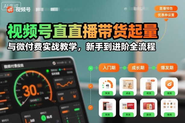 视频号直播带货起量与微付费实战教学，新手到进阶全流程(更新26年10月)-我爱发帖