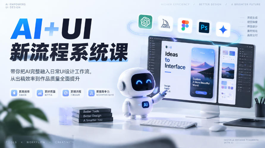 【无水印】AI+UI新流程系统课,带你把AI完整融入日常UI设计工作流,从出稿效率到作品质量全面提升(2026第4期)-我爱发帖