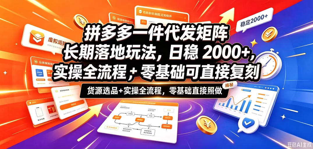 拼多多一件代发矩阵长期落地玩法，日稳入2k+，选品货源+实操全流程，零基础可直接复刻【拆解】-我爱发帖